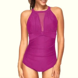 3/$30 Tempt Me Pink Tummy Control Swimsuit